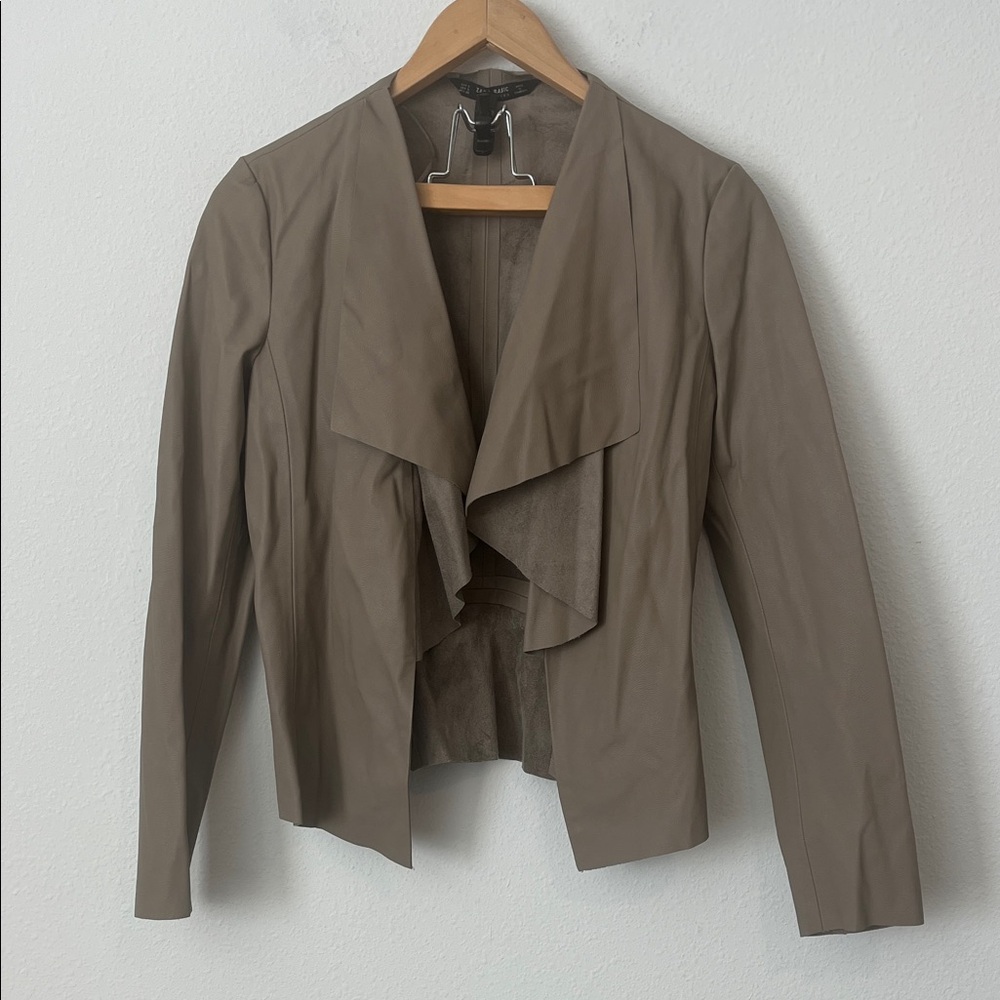 Zara Faux Suede Brown Draped Blazer Jacket